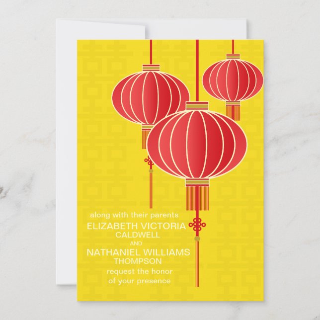 Invitación china de la boda de la linterna de la (Anverso)