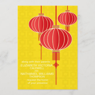 Invitación china de la boda de la linterna de la