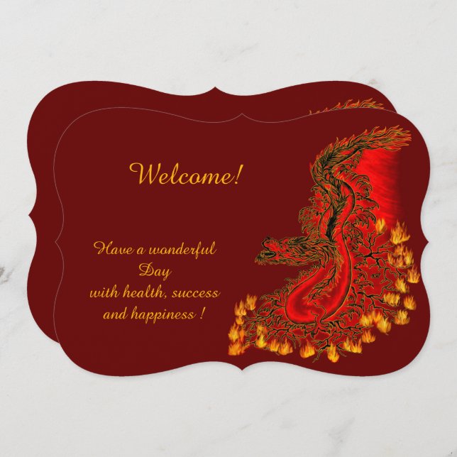 Invitación China Dragon in red and gold , Add Your Text (Anverso / Reverso)