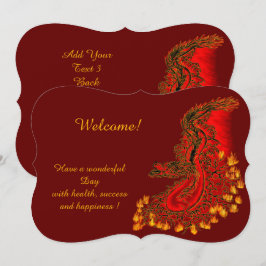 Invitación China Dragon in red and gold , Add Your Text
