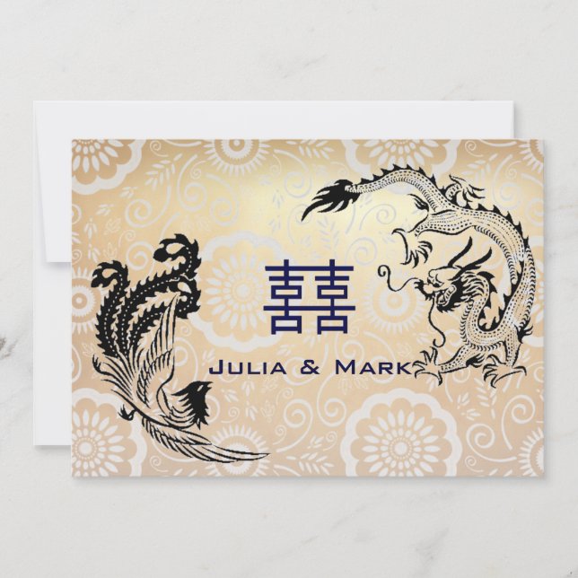 Invitación china moderna de la boda de (Anverso)