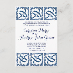 Invitación China toile de Delft del chinoiserie azul y blanco