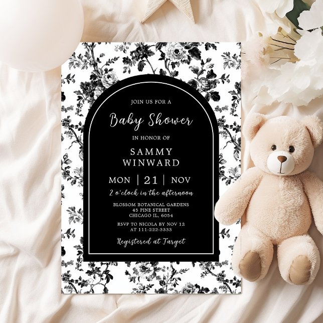 Invitación Chinés Antiguo Negro Baby Shower (Subido por el creador)