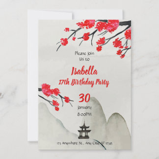 Invitación Chinese Birthday Invitation template New year invi