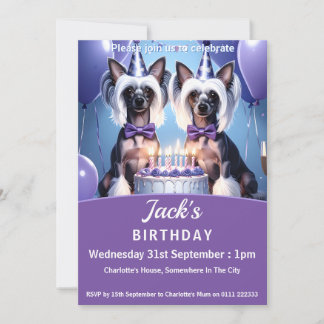 Invitación Chinese Crested Birthday Party