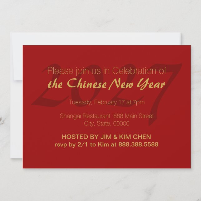 Invitación Chinese Goat Ram Sheep Year red gold Greeting VFCI (Reverso)