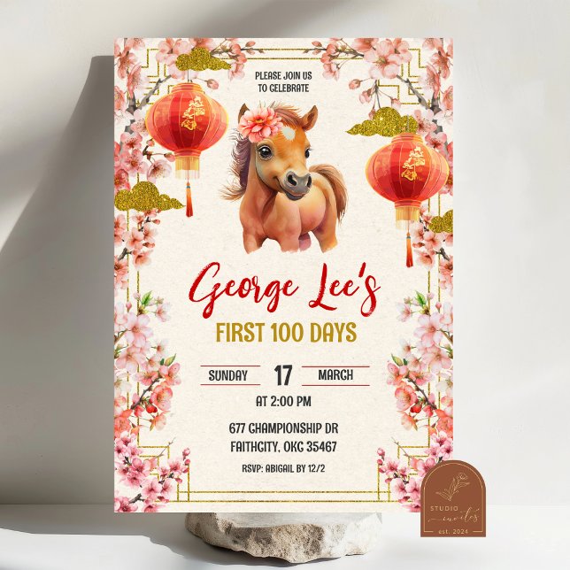 Invitación Chinese Horse Zodiac 2026 First 100 Days (Subido por el creador)