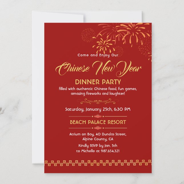 Invitación Chinese Lunar New Year 2026 Horse Year Party  (Reverso)