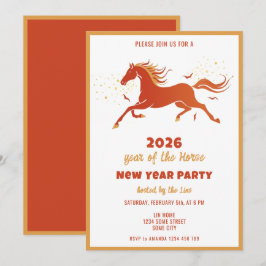 Invitación Chinese New Year 2026 Horse Ink New Year Party