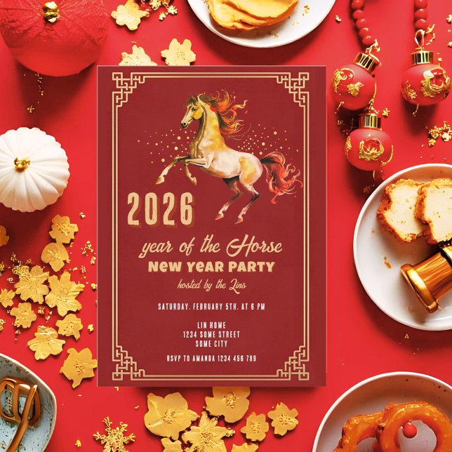 Invitación Chinese New Year 2026 Horse New Year Party (Subido por el creador)