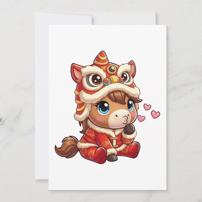 Invitación Chinese New Year Horse 2026 Zodiac (Anverso)