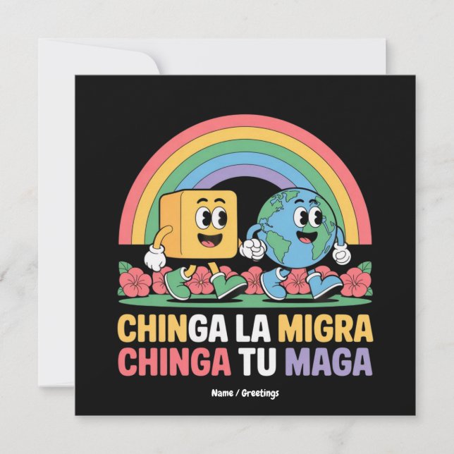 Invitación Chinga La Migra Chinga Tu Maga Gracioso Arcoiris (Anverso)