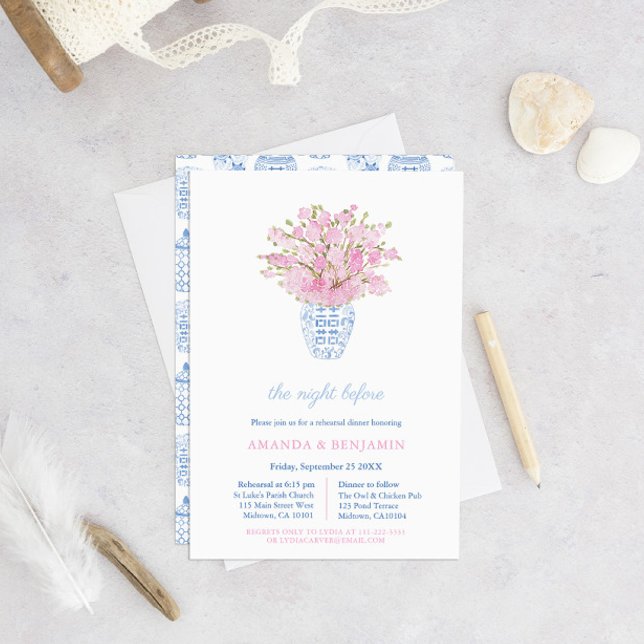 Invitación Chino-serie Boda rosado ensayo Cena de bienvenida (Subido por el creador)