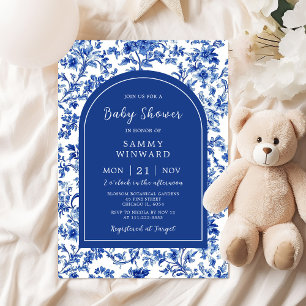 Invitación Chinoiserie Antigua Delft Azul Baby Shower