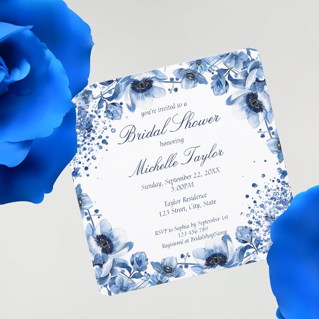 Invitación Chinoiserie asiática Floral azul claro Bridgerton (Subido por el creador)