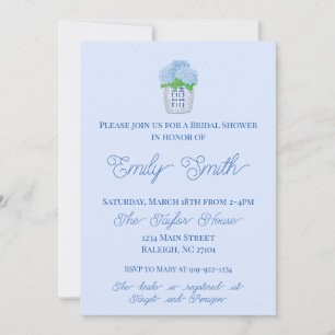 Invitación Chinoiserie azul Hydrangea Bridal Shower