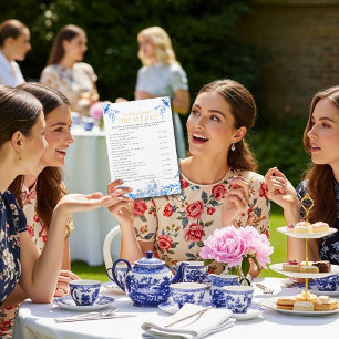 Invitación Chinoiserie Azul Juego de té de etiqueta Despedida