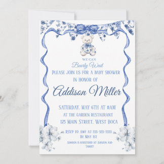 Invitación Chinoiserie azul y blanco, podemos esperar tempran