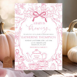 Invitación Chinoiserie Baby prepara el Tea Floral Baby Shower