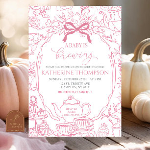 Invitación Chinoiserie Baby prepara el Tea Floral Baby Shower