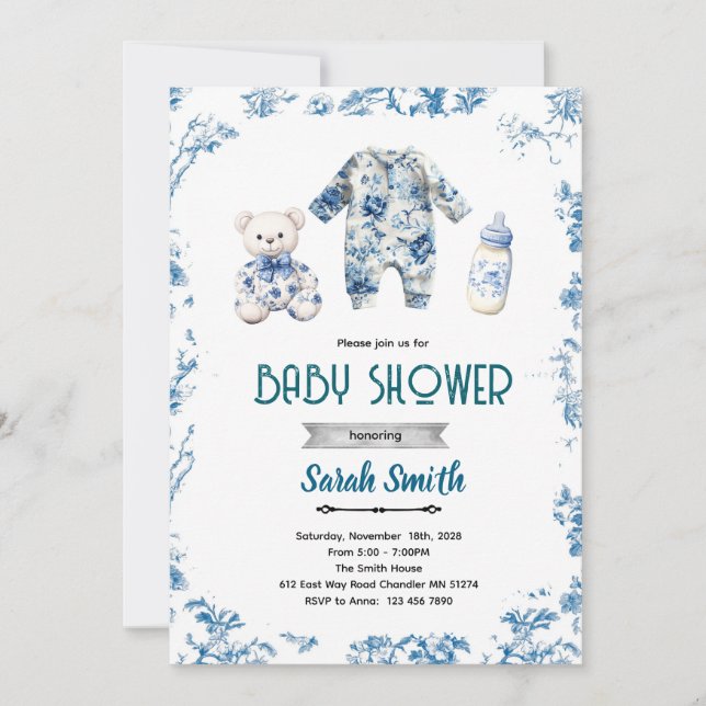 Invitación Chinoiserie baby shower party invitation (Anverso)
