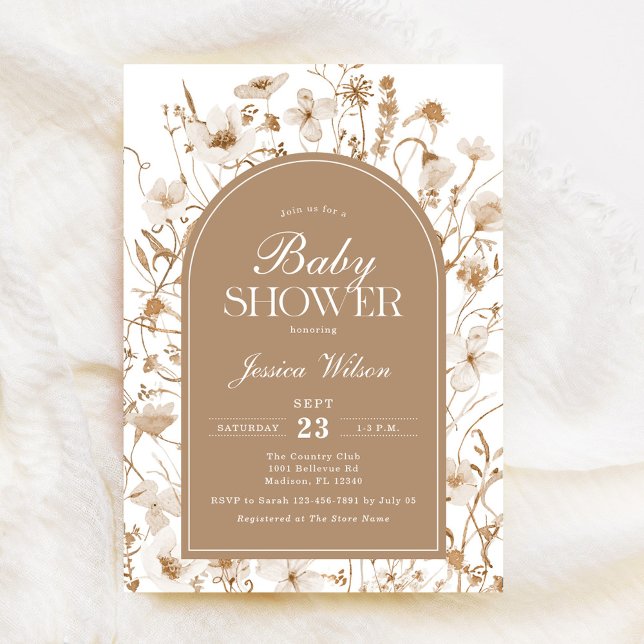 Invitación Chinoiserie Beige Floral Baby Shower (Subido por el creador)