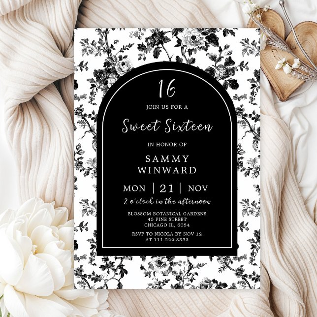 Invitación Chinoiserie Black Antique Sweet 16 (Subido por el creador)
