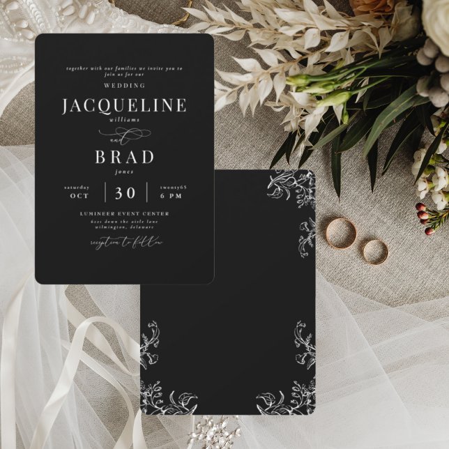 Invitación Chinoiserie Black Elegant No Parents Boda II (Subido por el creador)