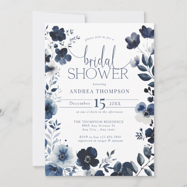 Invitación Chinoiserie Blue Bridal Shower (Anverso)