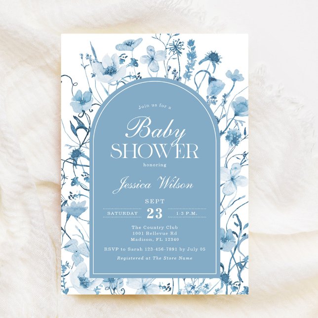 Invitación Chinoiserie Blue Floral Baby Boy Shower (Subido por el creador)