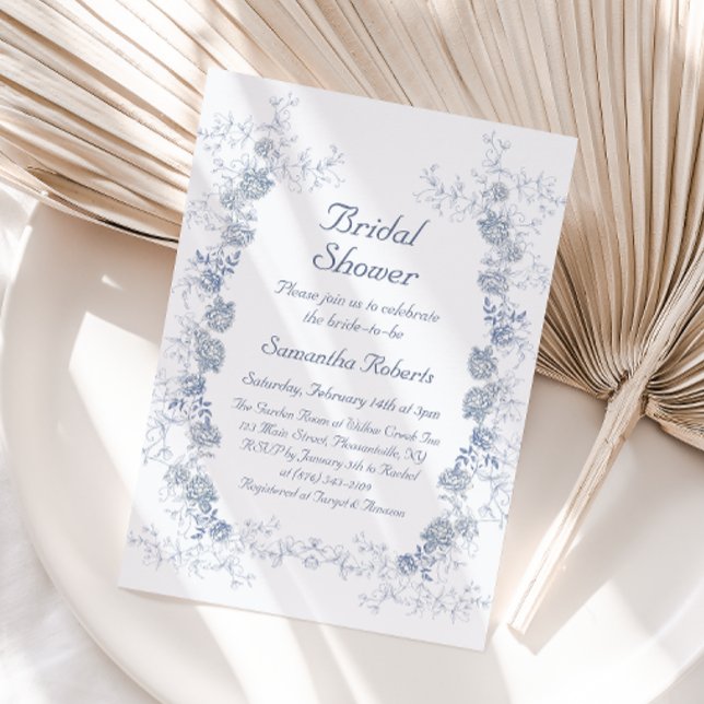 Invitación Chinoiserie Blue Floral Bridal Shower (Subido por el creador)