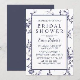 Invitación Chinoiserie Blue Floral Vintage Bridal Shower