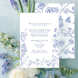 Invitación Chinoiserie Blue Victorian Post Boda Brunch