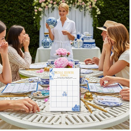 Invitación Chinoiserie Blue Willow Bridal Shower Bingo game