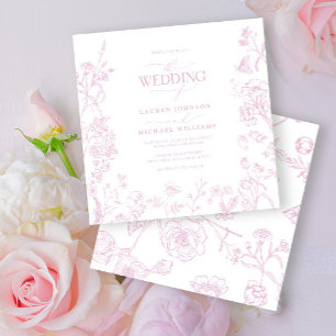 Invitación Chinoiserie Boda floral Rosa Dusty French