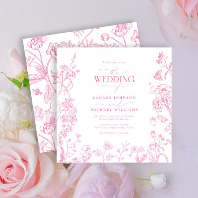 Invitación Chinoiserie Boda floral rosado victoriano (Subido por el creador)