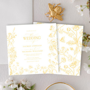 Invitación Chinoiserie Boda floral victoriano de oro francés