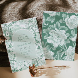 Invitación Chinoiserie botánica Sage Green Bridal Shower