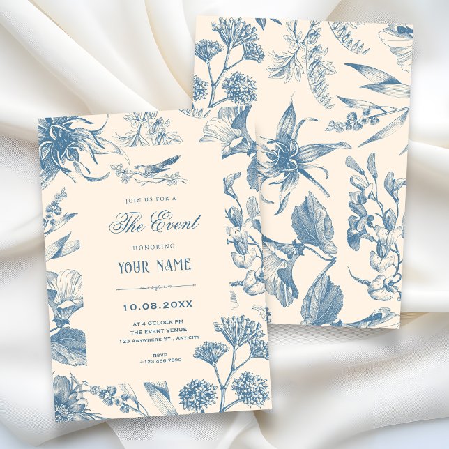 Invitación Chinoiserie botánico floral vintage  (Subido por el creador)