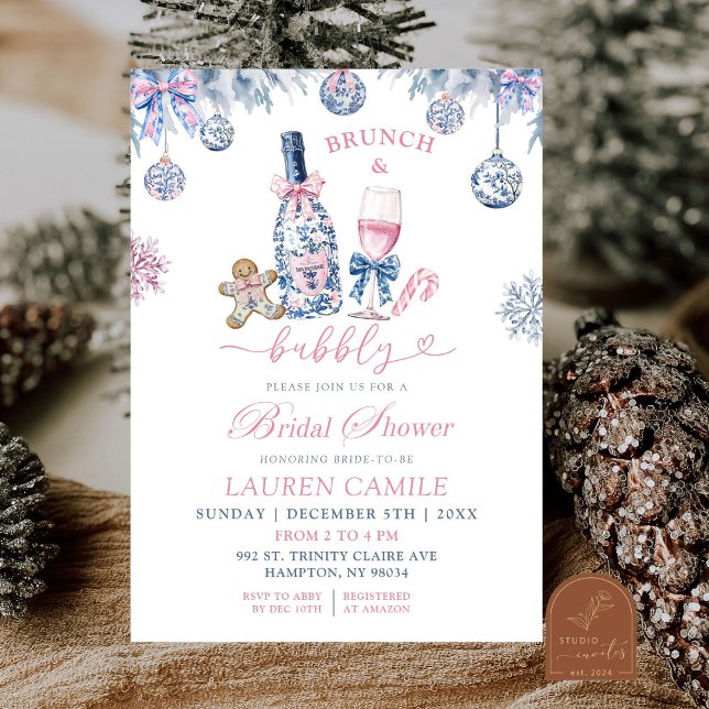 Invitación Chinoiserie Brunch y Boda de Navidades Bubbly (Subido por el creador)