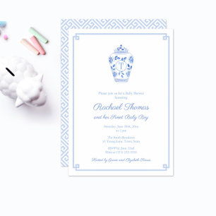 Invitación Chinoiserie Chic Monogram Dulce Bebé Niño Shower