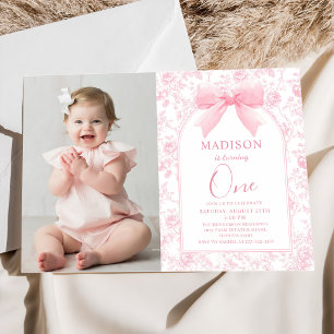 Invitación Chinoiserie de juguetes rosados Bow Fotografía de 