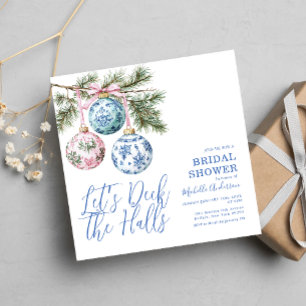 Invitación Chinoiserie Deck the Halls Navidades Bridal Shower