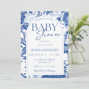 Invitación Chinoiserie Delft Blue White Baby Shower