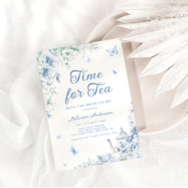 Invitación Chinoiserie Dusty Blue Botanal Bridal Tea Shower