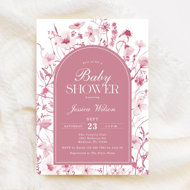 Invitación Chinoiserie Dusty Pink Floral Baby Shower (Subido por el creador)