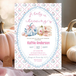 Invitación Chinoiserie Elegante Fiesta del Té Otoñal para Bab