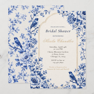 Invitación Chinoiserie Fiesta de Despedida de Soltera Azul