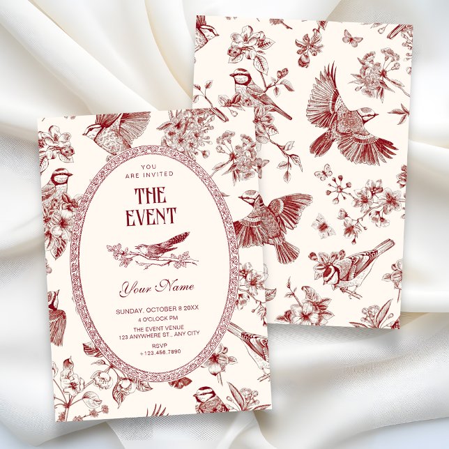 Invitación Chinoiserie floral vintage pájaro (Subido por el creador)
