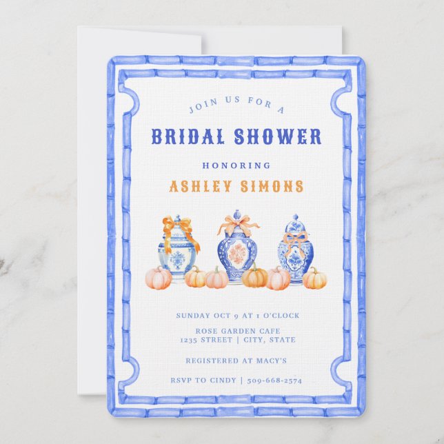 Invitación Chinoiserie Ginger Jar Bridal Shower | Fiesta del  (Anverso)